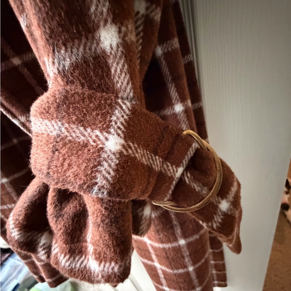Alice Blue Checkered Brown Trench Coat - Picture 3 of 5